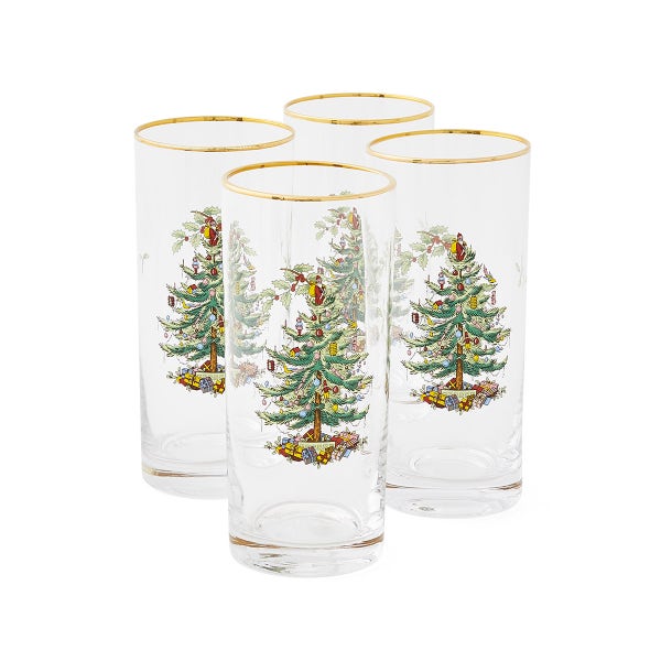 Portmeirion Christmas Tree Set Of 4 Highball Glasses