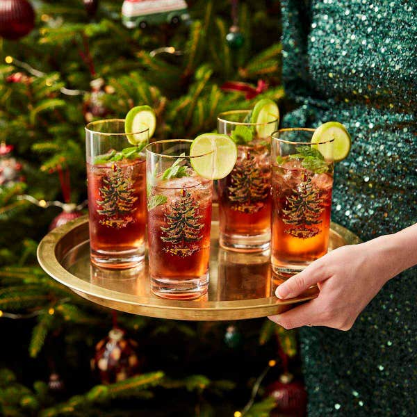 Portmeirion Christmas Tree Set Of 4 Highball Glasses