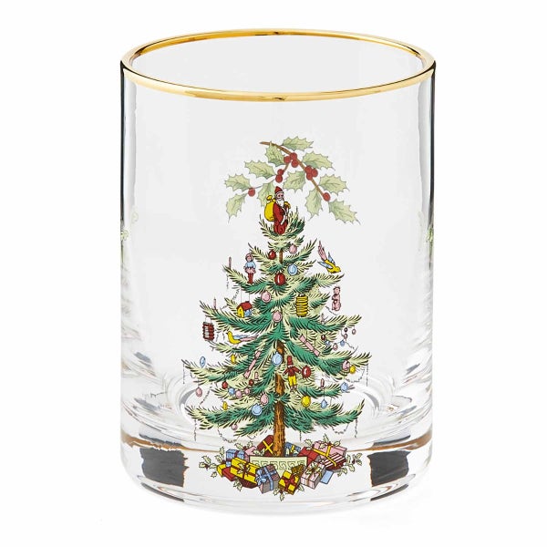Portmeirion Christmas Tree Set Of 4 Lowball Glasses