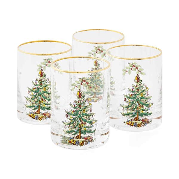 portmeirion Christmas Tree Set of 4 Lowball Glasses