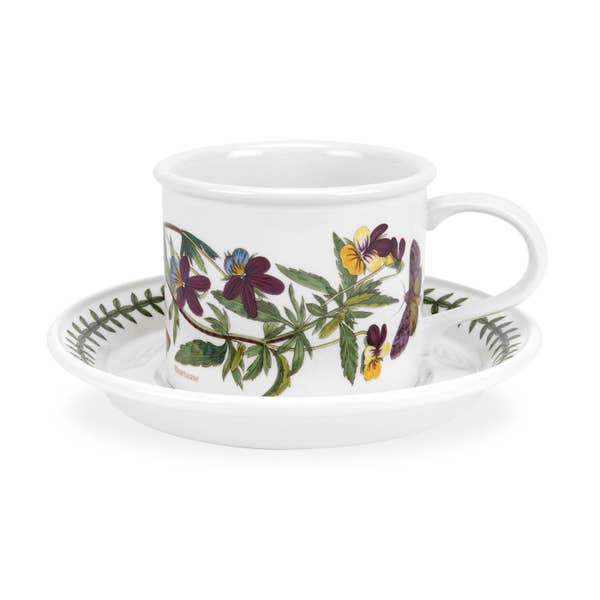 portmeirion Portmeirion Botanic Garden Mocha Coffee Cup and Saucer Heartsease