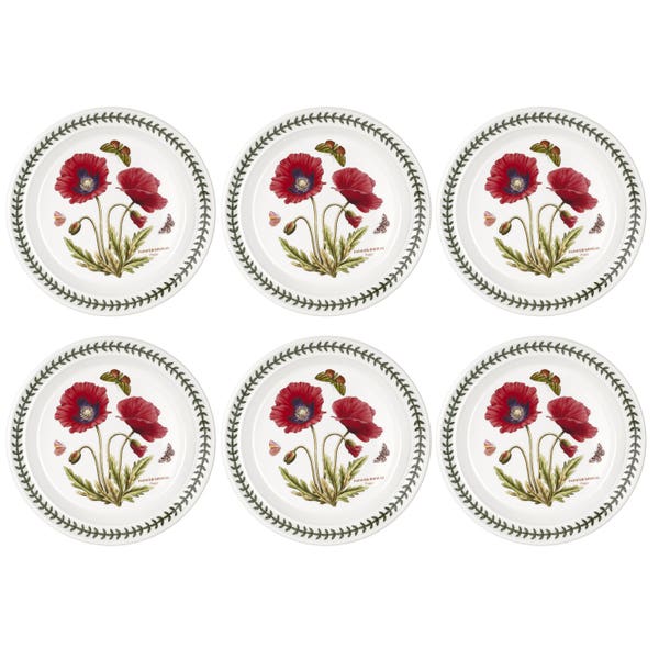 portmeirion Portmeirion Botanic Garden Poppy 8 Inch Plate Set of 6