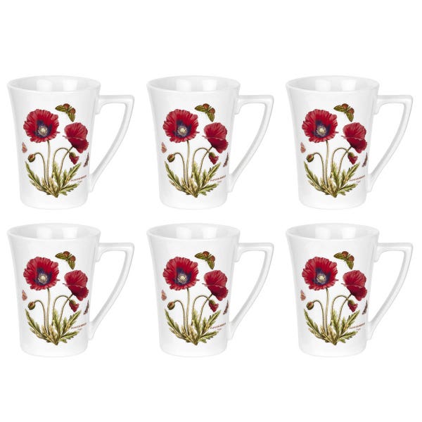 portmeirion Botanic Garden Poppy Set of 6 Mugs