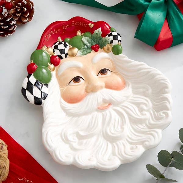 Portmeirion Christmas Tree Black & White Santa Plate