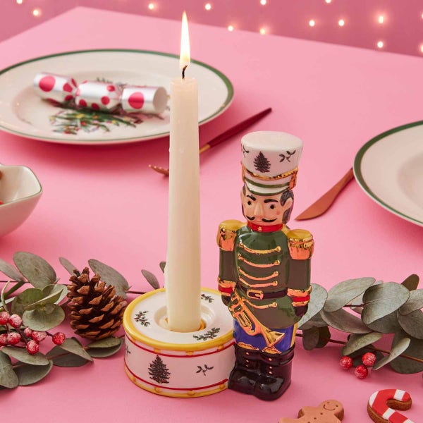 portmeirion Christmas Tree Nutcracker Candle Green