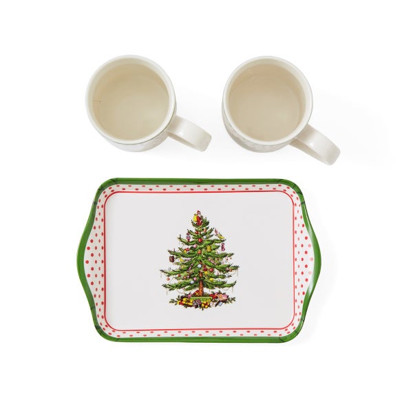 Portmeirion Christmas Tree Polka Dot Mug & Tray Set