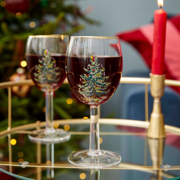 Portmeirion Christmas Tree Set Of 4 Wine Glasses
