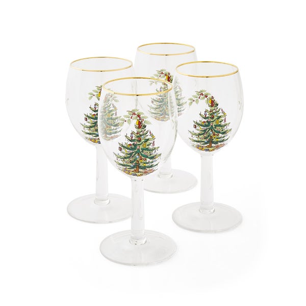 portmeirion Christmas Tree Set of 4 Wine Glasses