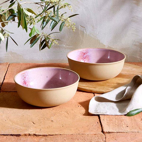 Portmeirion Portmeirion Minerals Set Of 2 Large Bowls Rose Quartz