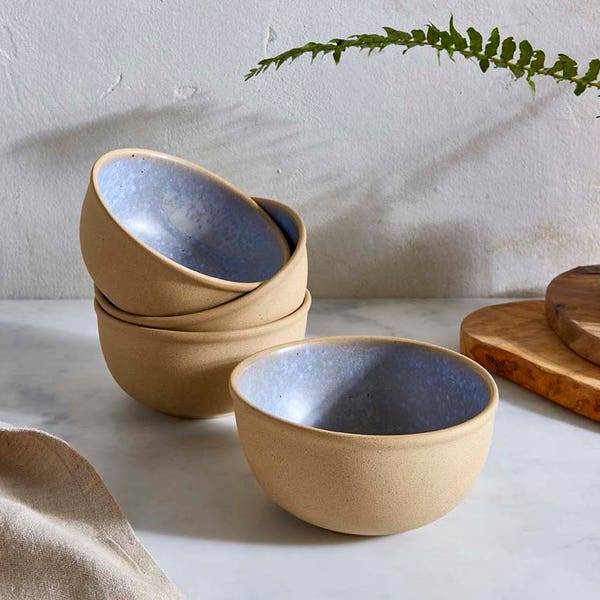 Portmeirion Portmeirion Minerals Set Of 4 5.5 Inch Bowls Aquamarine