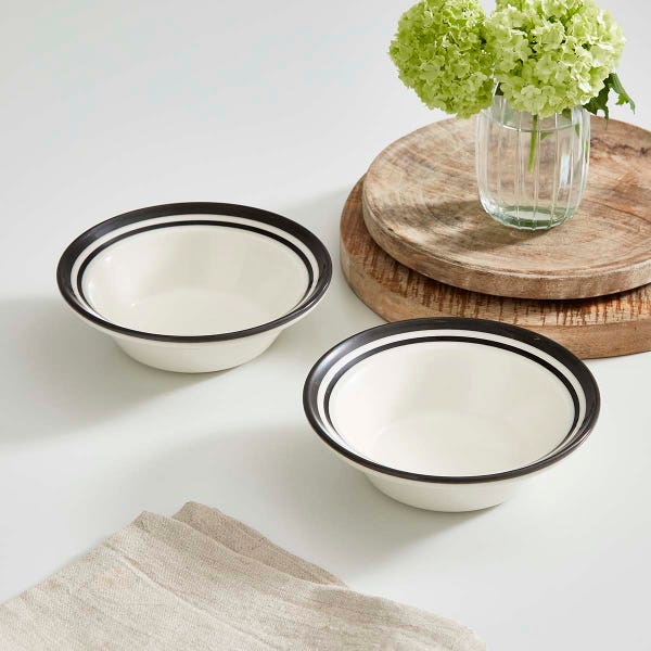 Portmeirion Potter's Stripe Oatmeal Bowl Black