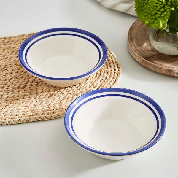 Portmeirion Potter's Stripe Oatmeal Bowl Blue