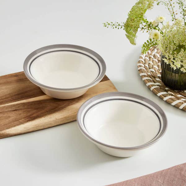 Portmeirion Potter's Stripe Oatmeal Bowl Grey