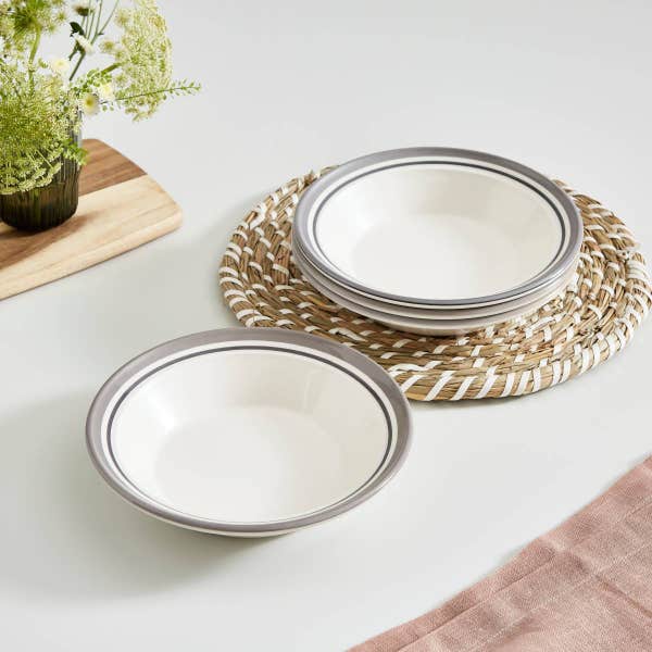 Portmeirion Potter's Stripe Soup Plate Grey
