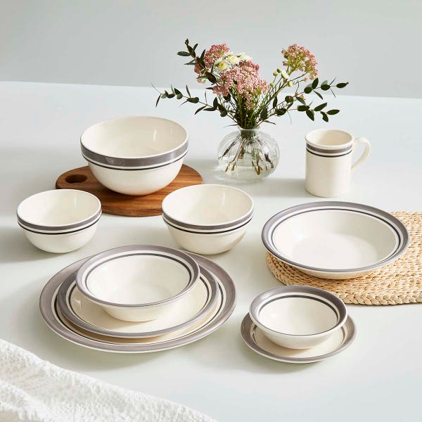 Portmeirion Potter's Stripe Soup Plate Grey