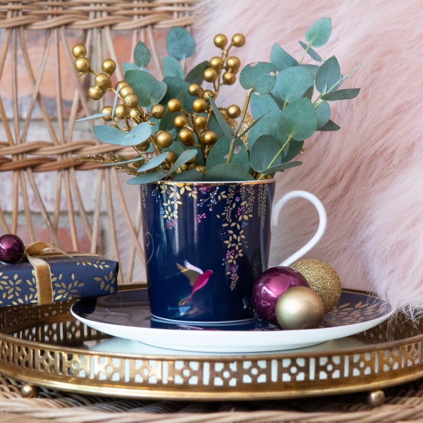 Portmeirion Sara Miller Chelsea Set Of 4 Mugs Navy