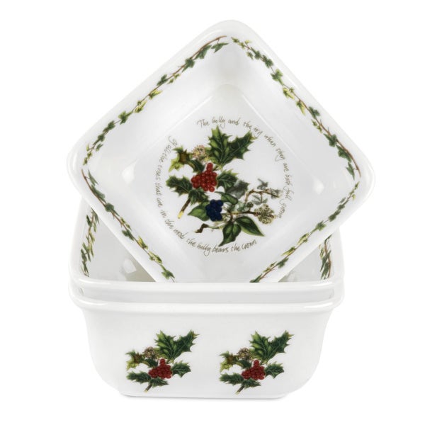 Portmeirion Portmeirion The Holly And The Ivy Mini Square Dishes Set Of 3