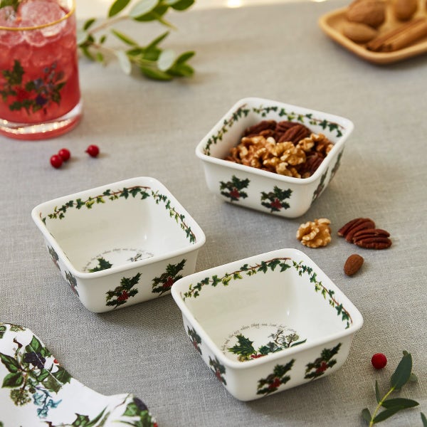 Portmeirion Portmeirion The Holly And The Ivy Mini Square Dishes Set Of 3