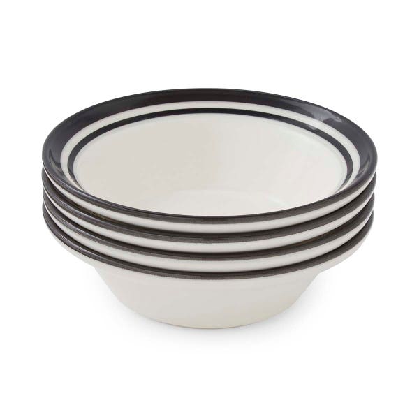 portmeirion Potter's Stripe Set of 4 Oatmeal Bowls Black