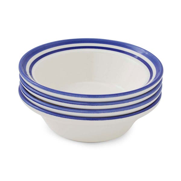 portmeirion Potter's Stripe Set of 4 Oatmeal Bowls Blue