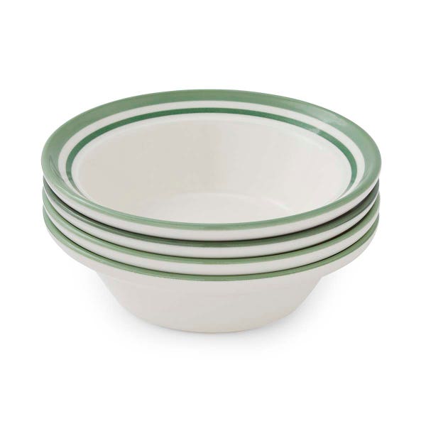 portmeirion Potter's Stripe Set of 4 Oatmeal Bowls Green