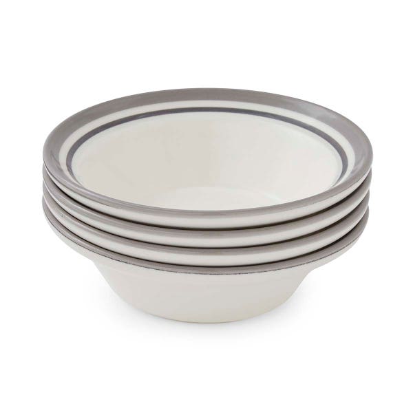 portmeirion Potter's Stripe Set of 4 Oatmeal Bowls Grey