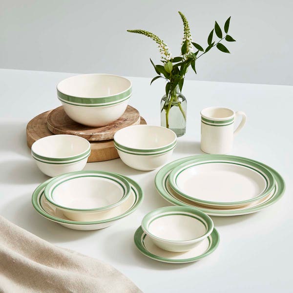 Portmeirion Potter's Stripe Set Of 4 Side Plates Green