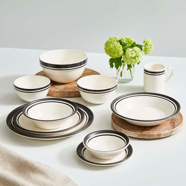 Portmeirion Potter's Stripe Set Of 4 Soup Plates Black