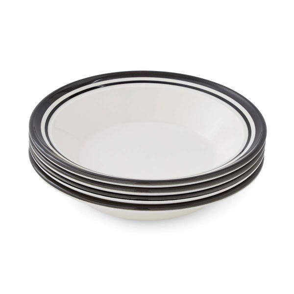 portmeirion Potter's Stripe Set of 4 Soup Plates Black