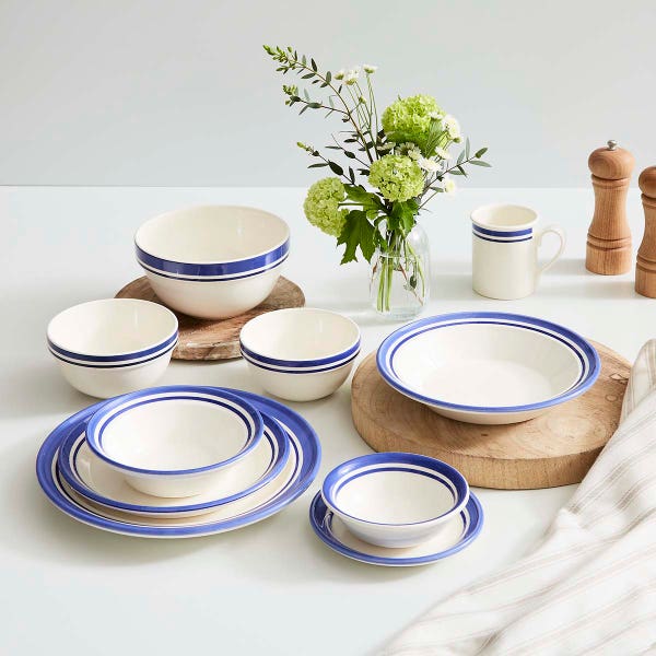 Portmeirion Potter's Stripe Set Of 4 Soup Plates Blue