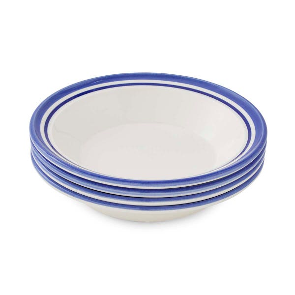 portmeirion Potter's Stripe Set of 4 Soup Plates Blue