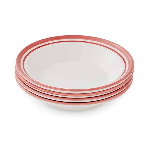portmeirion Potter's Stripe Set of 4 Soup Plates Red