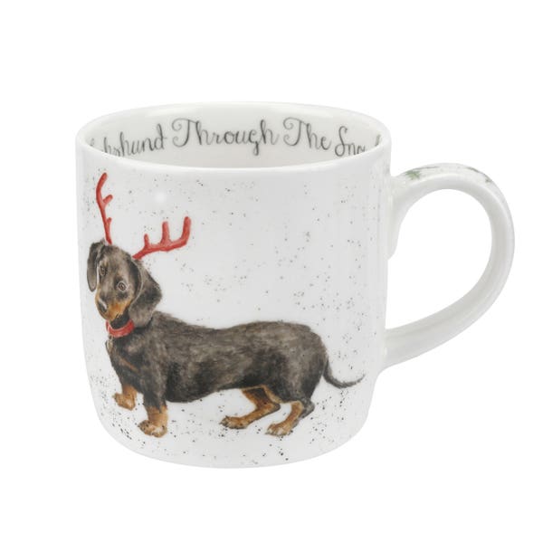 Portmeirion Royal Worcester Wrendale Designs Dachschund Through The Snow Mug