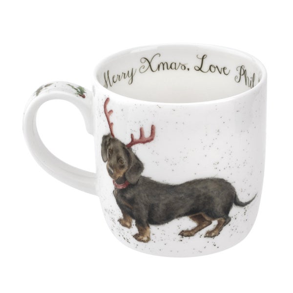 portmeirion Royal Worcester Wrendale Designs Dachschund Through The Snow Mug