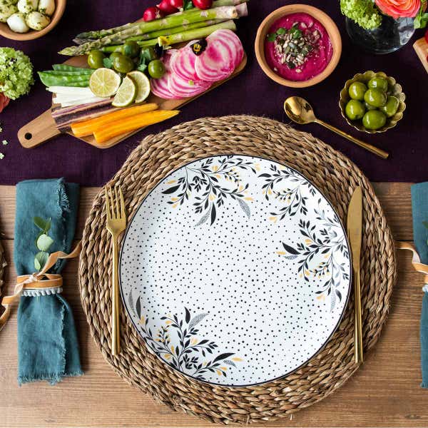 Portmeirion Sara Miller Artisanne Noir Set Of 4 Dinner Plates