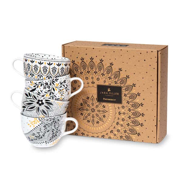Portmeirion Sara Miller Artisanne Noir Set Of 4 Mugs