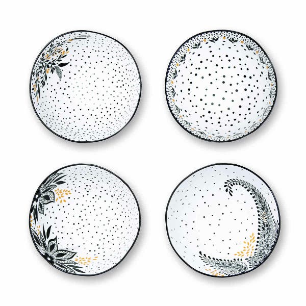 Portmeirion Sara Miller Artisanne Noir Set Of 4 Rice Bowls