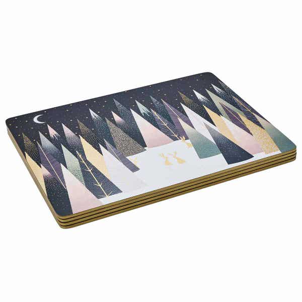 Portmeirion Sara Miller Frosted Pines Set Of 4 Large Placemats