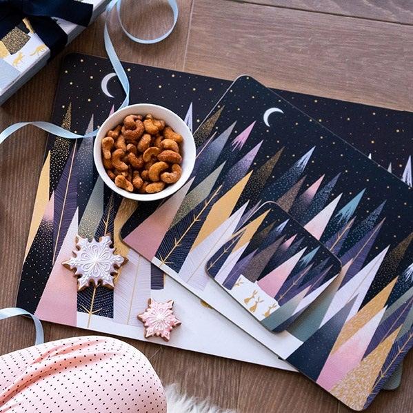 Portmeirion Sara Miller Frosted Pines Set Of 4 Large Placemats