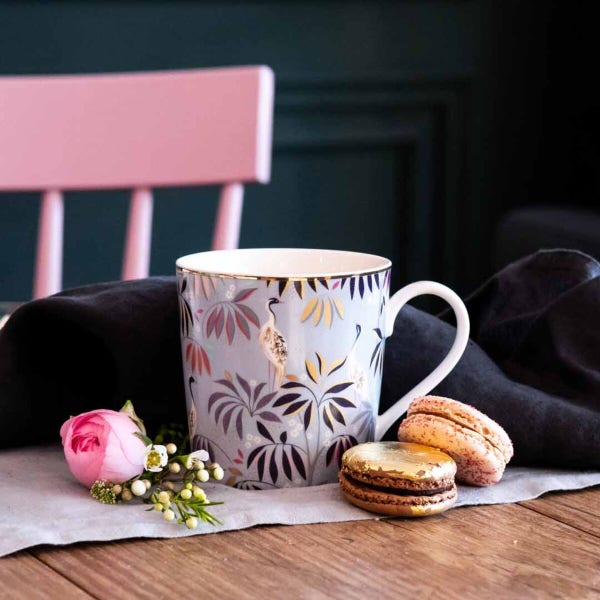 Portmeirion Sara Miller India Set Of 4 Mugs Crane Garden