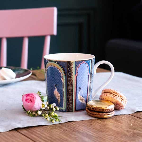 Portmeirion Sara Miller India Set Of 4 Mugs Lattice Windows