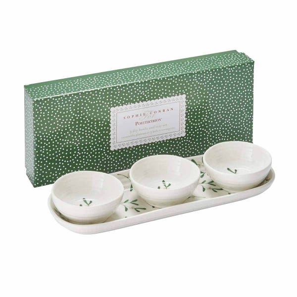 Portmeirion Sophie Conran Mistletoe 3 Bowl & Tray Set