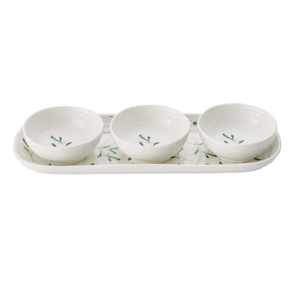 portmeirion Sophie Conran Mistletoe 3 Bowl & Tray Set