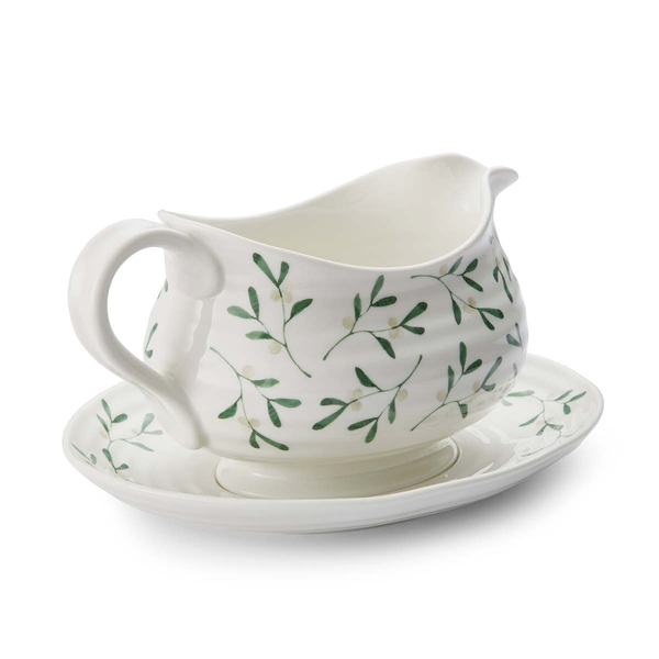 Portmeirion Sophie Conran Mistletoe Sauce Boat & Stand