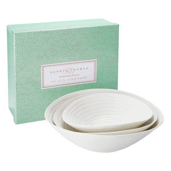 Portmeirion Sophie Conran Set Of 3 Salad Bowls White