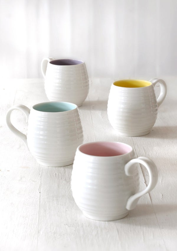 Portmeirion Sophie Conran Set Of 4 Barrel Mugs Green