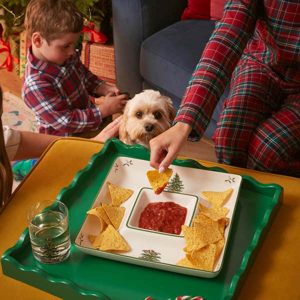Portmeirion Spode Christmas Tree Chip And Dip All In One