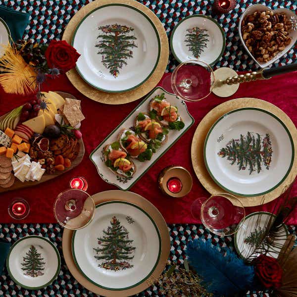 Portmeirion Spode Christmas Tree Chip And Dip All In One