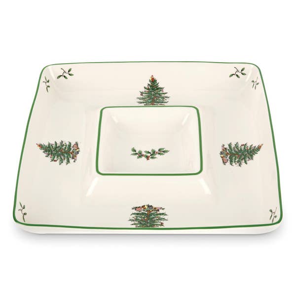 portmeirion Spode Christmas Tree Chip and Dip All in One