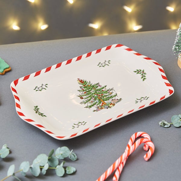 Portmeirion Spode Christmas Tree Peppermint Dessert Tray